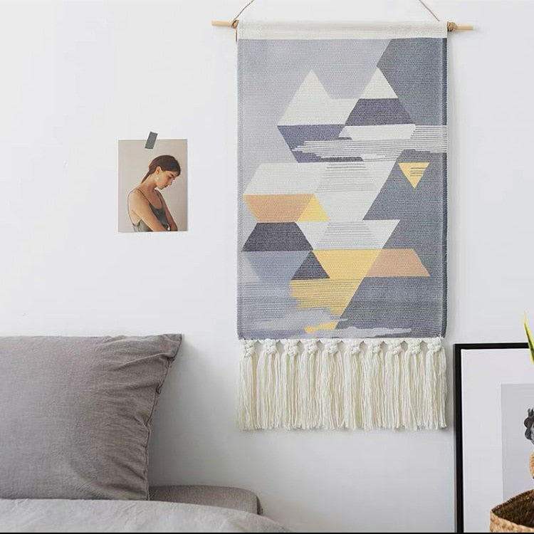 Boho Hanging Tapestry with Handmade Tassels Dorm Hotel Wall Hanging Cover Blanket Decor Fabric Home Stay Decoration Accessories - Azbrowse