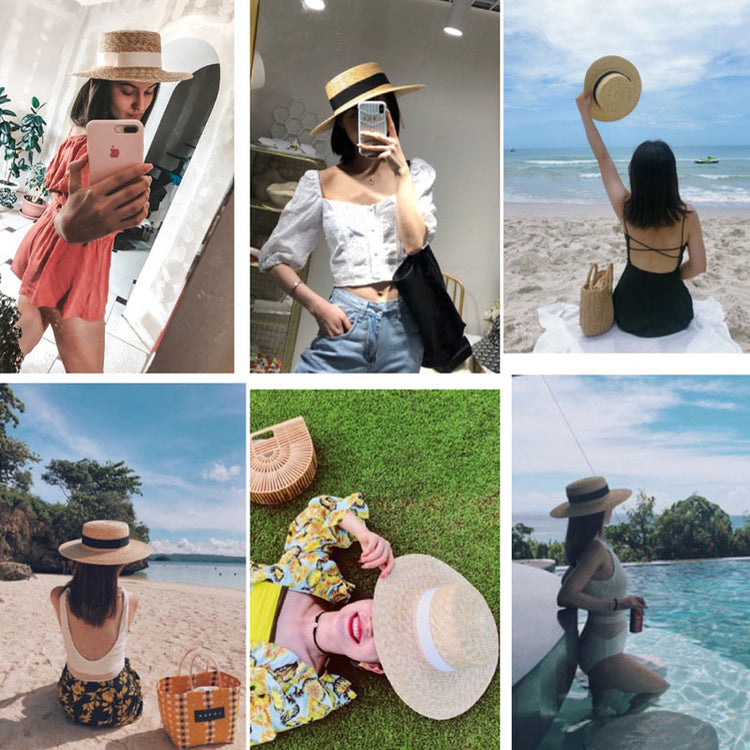 2020 Summer Women Wide Brim Straw Hat Fashion Chapeau Paille Lady Sun Hats Boater Wheat Panama Beach Hats Chapeu Feminino Caps - Azbrowse