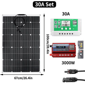 600w 1200w ETFE Solar Panel 12v Photovoltaic Home System Inverter Complete Kit Solar Cell Battery Charger For Car Boat Camping - Azbrowse