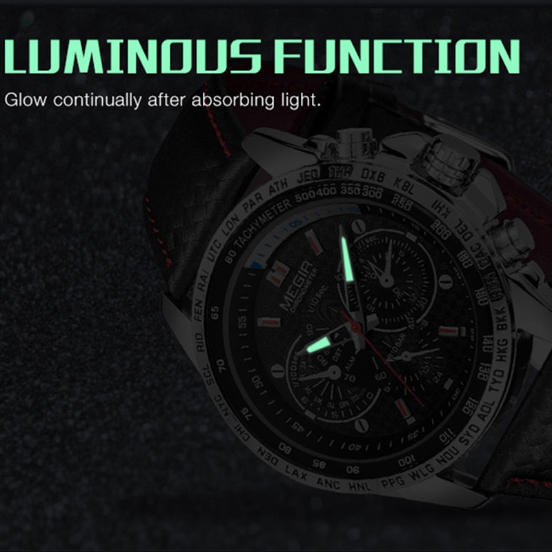 MEGIR Mens Watches Top Brand Luxury Quartz Watch Men Fashion Luminous Army Waterproof Men Wrist Watch  Relogio Masculino 1010G - Azbrowse