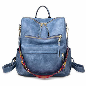 Retro Large Backpack Women PU Leather Rucksack Women's Knapsack Travel Backpacks Shoulder School Bags Mochila Back Pack XA96H - Azbrowse