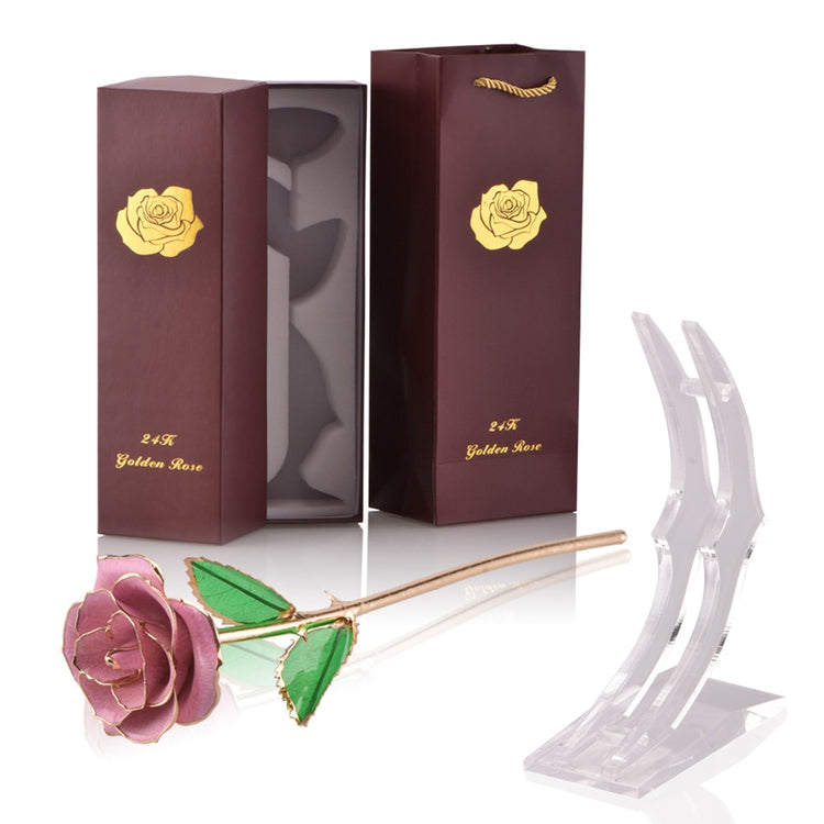 Gifts for Women 24k Gold Dipped Rose with Stand Eternal Flowers Forever Love In Box Girlfriend Wedding Valentine Gift for Her - Azbrowse