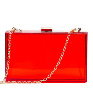 New Transparent Acrylic Bags Clear Clutches Evening Bags Wedding Party Handbags Chain Women Shoulder Bags Purses 9 Colors - Azbrowse