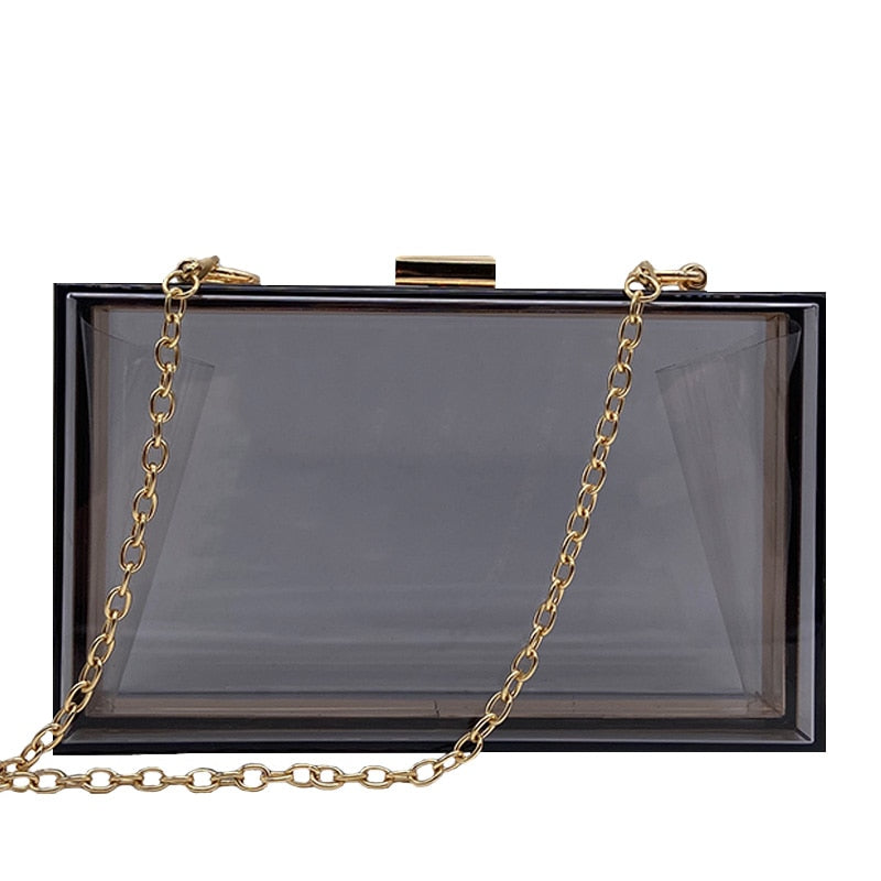 New Transparent Acrylic Bags Clear Clutches Evening Bags Wedding Party Handbags Chain Women Shoulder Bags Purses 9 Colors - Azbrowse