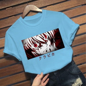 hunter x hunter Kurapika eyes Anime Manga Tees Short Sleeve T Shirt Printed tops - Azbrowse