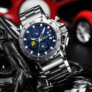 CRRJU Watch for Men Top Brand Luxury Big Dial Stainless Steel Waterproof Chronograph Wristwatches with Date Relogio Masculino - Azbrowse