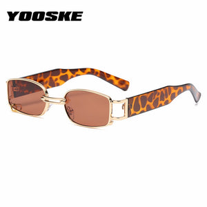 YOOSKE Brand Deisgn Vintage Square Sunglasses Men Women Metal Small Sun Glasses Retro Black Pink Trend 90s Eyewear UV400 - Azbrowse