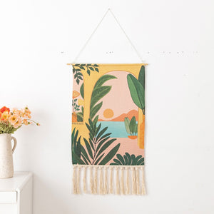 Boho Hanging Tapestry with Handmade Tassels Dorm Hotel Wall Hanging Cover Blanket Decor Fabric Home Stay Decoration Accessories - Azbrowse