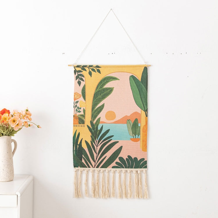 Boho Hanging Tapestry with Handmade Tassels Dorm Hotel Wall Hanging Cover Blanket Decor Fabric Home Stay Decoration Accessories - Azbrowse