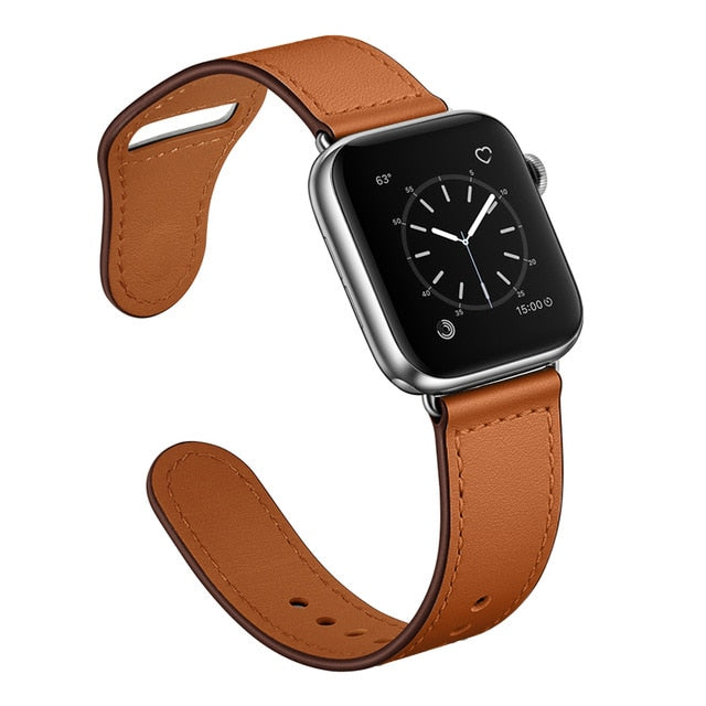 Strap for apple watch band 44mm 45mm 40mm iwatch 38mm 42 leather belt smartwatch bracelet apple watch serie 6 SE 4 3 7 41mm ban - Azbrowse