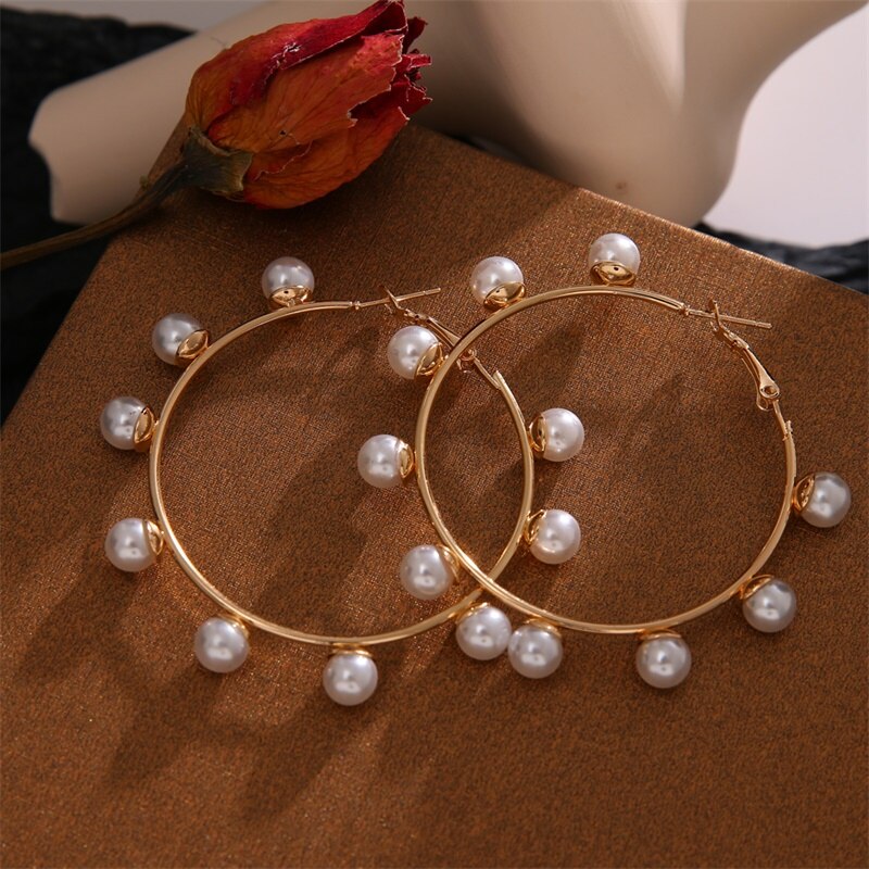 IPARAM Trend Simulation Pearl Long Earrings Female White Round Pearl Wedding Pendant Earrings Fashion Korean Jewelry Earrings - Azbrowse