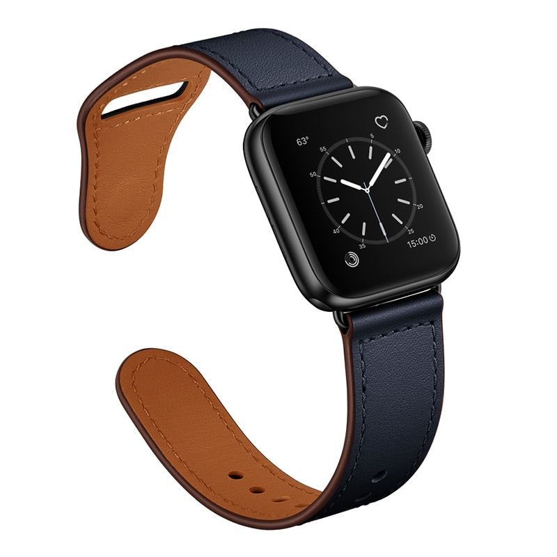 Strap for apple watch band 44mm 45mm 40mm iwatch 38mm 42 leather belt smartwatch bracelet apple watch serie 6 SE 4 3 7 41mm ban - Azbrowse