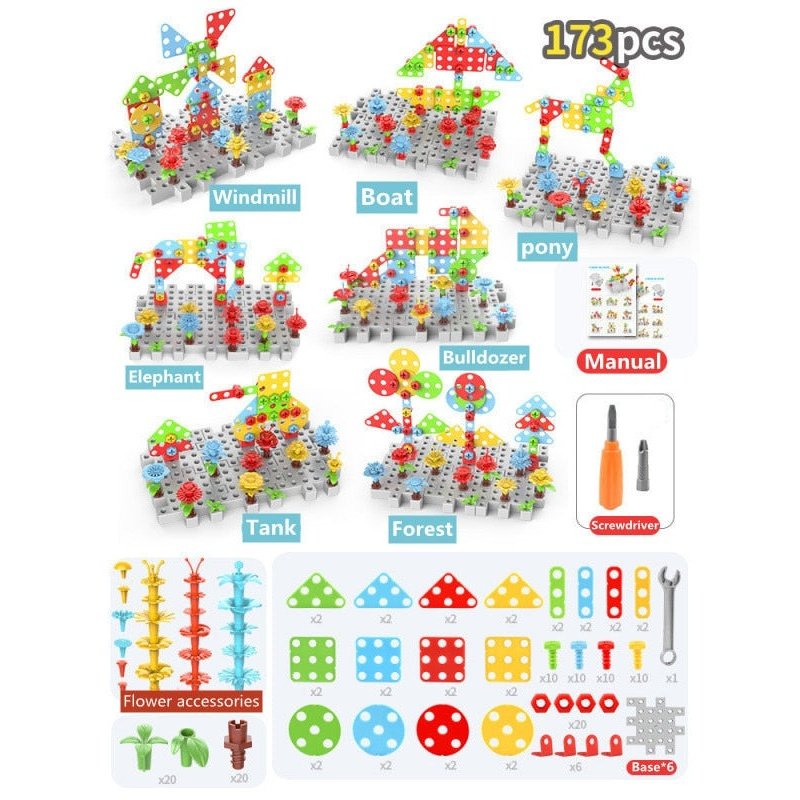 Electric Drill Nut Disassembly Match Tool Toys Children Educational Assembled Blocks Sets Tools For Boys Design Building Toys