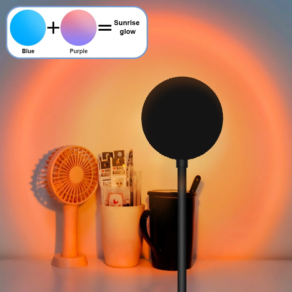 LED Projection Lamp Sunset Light Night LED Sunset Bulb Color Lamp 5V USB Rainbow Lamp Desk LED Decoration Atmosphere Lighting - Azbrowse