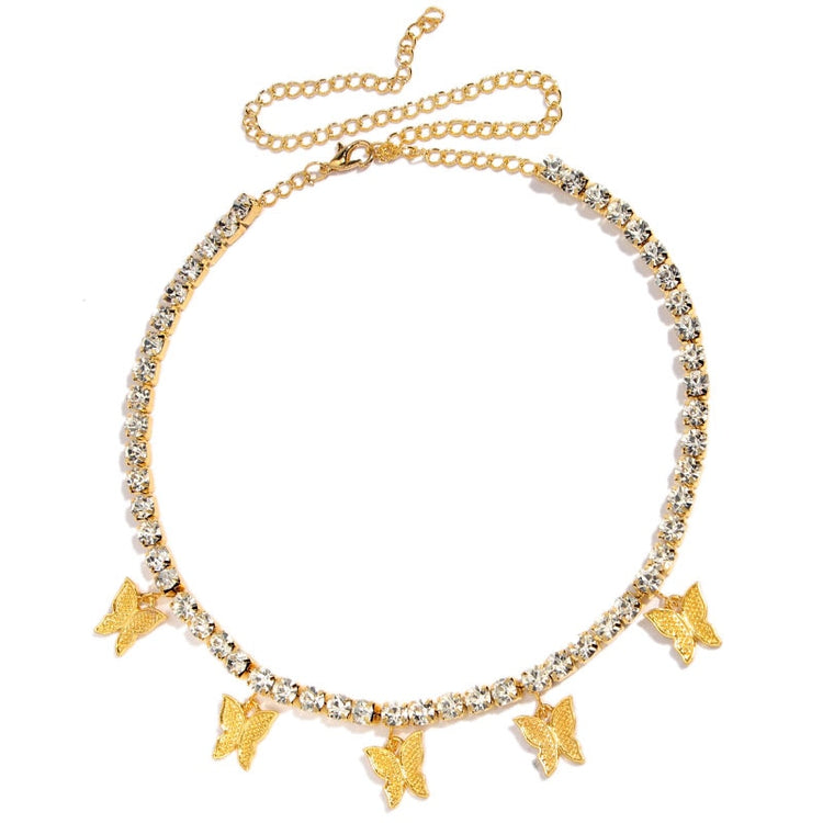 Kasajewel Gold Silver Color Butterfly Pendant Necklace Female Shiny Crystal Clavicle Chain Fashion New Design Jewelry Party Gift - Azbrowse