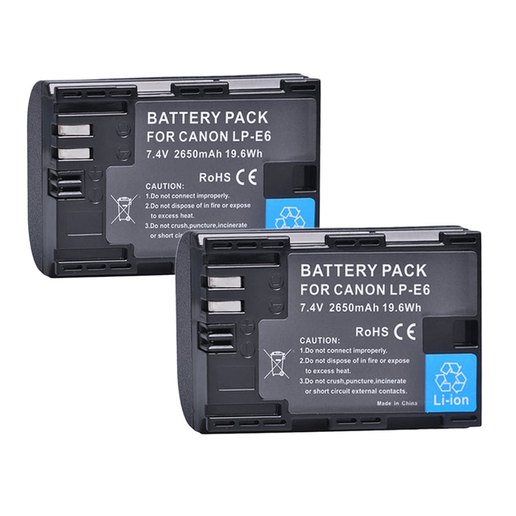 2650mAh LP E6 LPE6 LP-E6 E6N Battery + LED Dual Charger For Canon EOS 5DS R 5D Mark II 5D Mark III 6D 7D 70D 80D Camera - Azbrowse