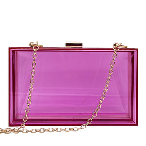New Transparent Acrylic Bags Clear Clutches Evening Bags Wedding Party Handbags Chain Women Shoulder Bags Purses 9 Colors - Azbrowse