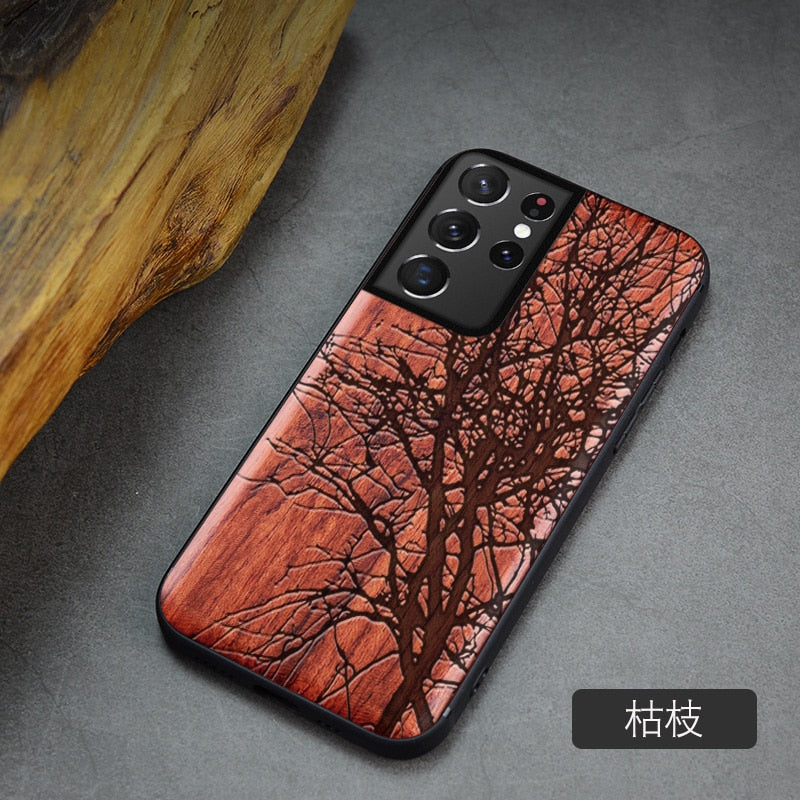 For Samsung Galaxy S21 Ultra Case Boogic Original Wood funda S21 S21+ Wood Cover Phone Case For Samsung S21 Ultra - Azbrowse