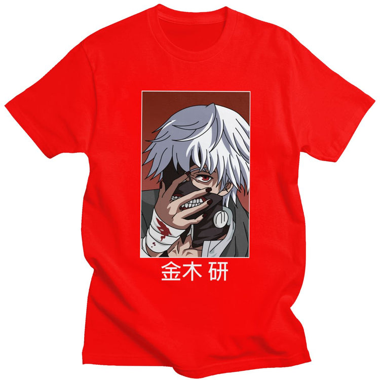 Tokyo Ghoul Ken Kaneki T Shirt for Men Pre-shrunk Cotton Graphic T-shirt O-neck Short Sleeve Japanese Anime Manga Tee Clothing - Azbrowse
