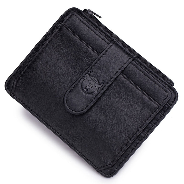 BULLCAPTAIN Genuine Leather RFID Blocking Zipper Card Holder Credit Cart Wallet Mini Slim Wallet Card & Id Holders Man Business - Azbrowse