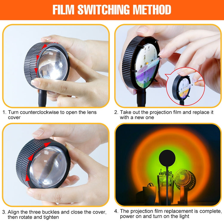 LED Projection Lamp Sunset Light Night LED Sunset Bulb Color Lamp 5V USB Rainbow Lamp Desk LED Decoration Atmosphere Lighting - Azbrowse