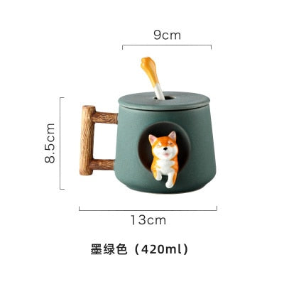 INS Shiba Inu Akita DOG 420ML COFFEE TEA MUGS CUP NORTH EUROPE STYLE FASHION DESIGN - Azbrowse