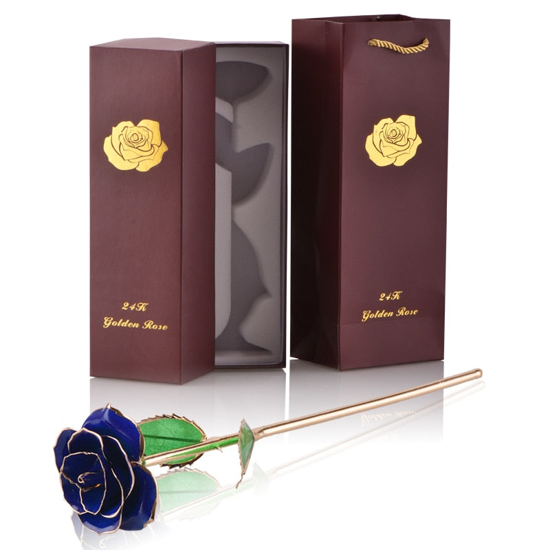 Gifts for Women 24k Gold Dipped Rose with Stand Eternal Flowers Forever Love In Box Girlfriend Wedding Valentine Gift for Her - Azbrowse
