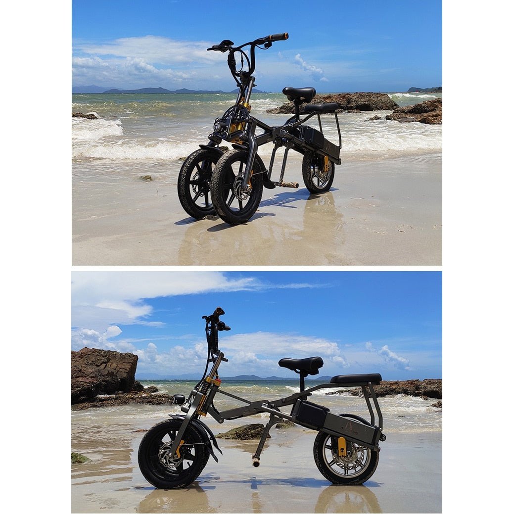 14inch Electric three-wheeled bicycle 48v lithium battery long battery life double battery fold ebike