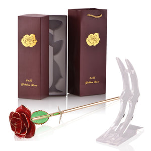 Gifts for Women 24k Gold Dipped Rose with Stand Eternal Flowers Forever Love In Box Girlfriend Wedding Valentine Gift for Her - Azbrowse