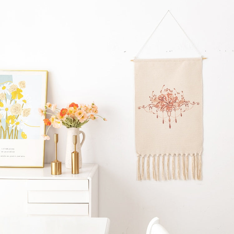 Boho Hanging Tapestry with Handmade Tassels Dorm Hotel Wall Hanging Cover Blanket Decor Fabric Home Stay Decoration Accessories - Azbrowse