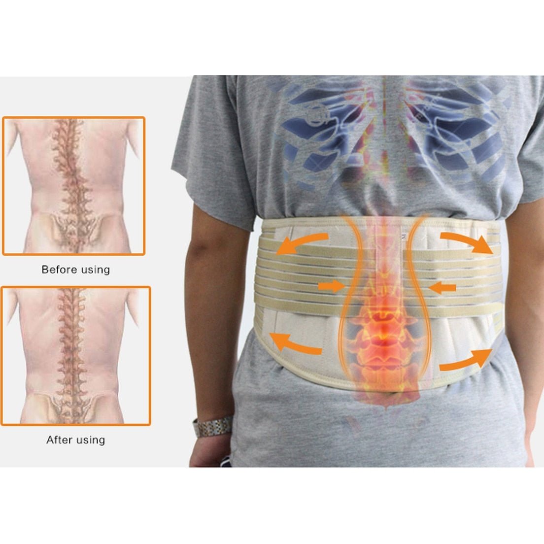 BYEPAIN Adjustable Self-heating Tourmaline Waist Brace Support Waist Trainer Magnetic Therapy Waist Belt Lumbar Care Braces