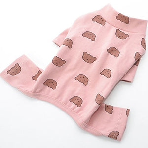 Cotton Pet Clothes Bear Pattern Dog Pajamas Jumpsuit 4 Legs Coat O-neck Tshirt Sweatshirt Pajamas Overalls Puppy Cat Tracksuits - Azbrowse
