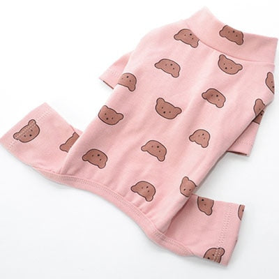 Cotton Pet Clothes Bear Pattern Dog Pajamas Jumpsuit 4 Legs Coat O-neck Tshirt Sweatshirt Pajamas Overalls Puppy Cat Tracksuits - Azbrowse