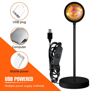 LED Projection Lamp Sunset Light Night LED Sunset Bulb Color Lamp 5V USB Rainbow Lamp Desk LED Decoration Atmosphere Lighting - Azbrowse