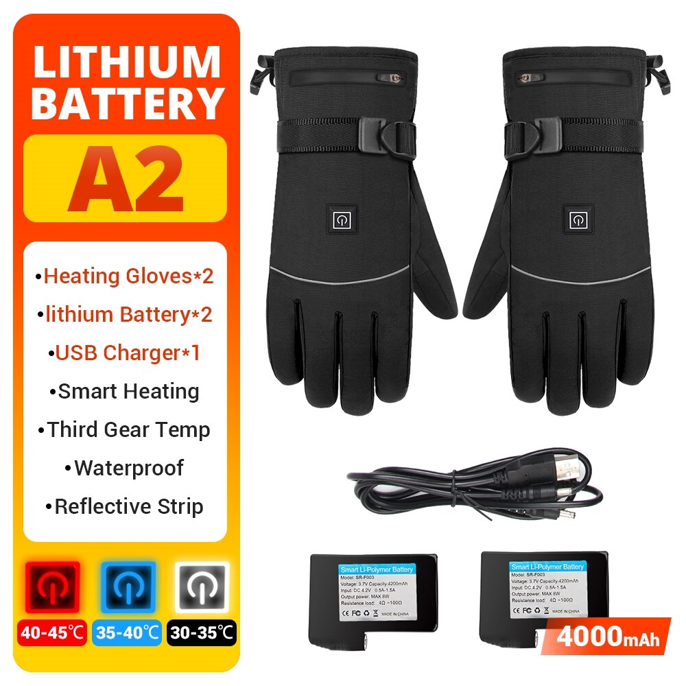 Motorcycle Waterproof Heated Gloves Moto Heating USB Hand Warmer Electric Thermal Heated Gloves Battery Powered Gloves