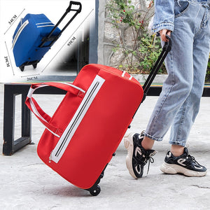 Striped Carry-Ons Bag Waterproof Nylon Trolly Bag For Traveling Men Travel Bags Foldable Cabin Suitcase With Wheels XA225C - Azbrowse