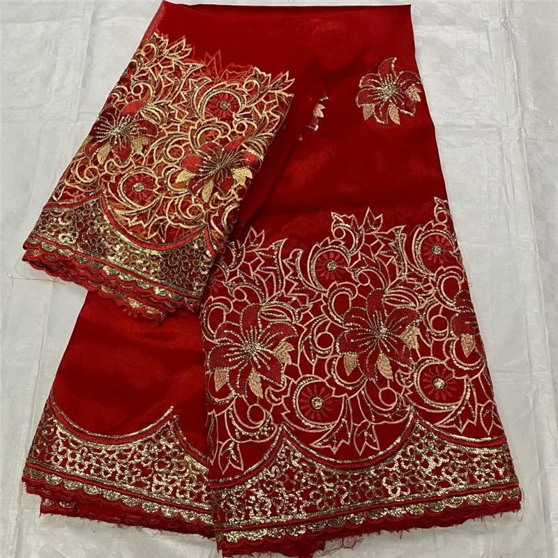 High Quality 5+2 Yards African George Lace Fabric With Net Sequins And Stones Embroidered George Lace Fabric For the wedding - Azbrowse