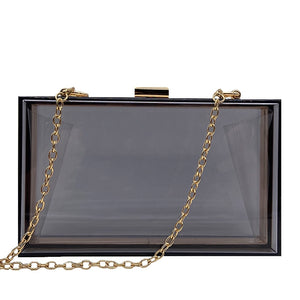 New Transparent Acrylic Bags Clear Clutches Evening Bags Wedding Party Handbags Chain Women Shoulder Bags Purses 9 Colors - Azbrowse