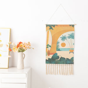 Boho Hanging Tapestry with Handmade Tassels Dorm Hotel Wall Hanging Cover Blanket Decor Fabric Home Stay Decoration Accessories - Azbrowse