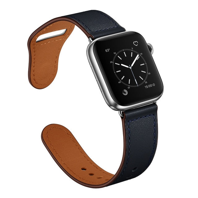 Strap for apple watch band 44mm 45mm 40mm iwatch 38mm 42 leather belt smartwatch bracelet apple watch serie 6 SE 4 3 7 41mm ban - Azbrowse