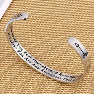 Whenever You Feel Overwhelmed Remember Whose Straighten Your Crown Bracelet, Engraved Inspirational Bangle Gift for Mom Daughter - Azbrowse