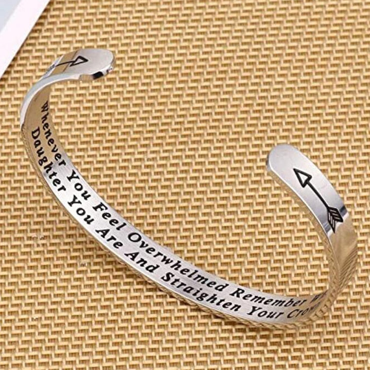 Whenever You Feel Overwhelmed Remember Whose Straighten Your Crown Bracelet, Engraved Inspirational Bangle Gift for Mom Daughter - Azbrowse