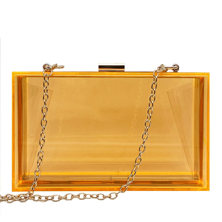 New Transparent Acrylic Bags Clear Clutches Evening Bags Wedding Party Handbags Chain Women Shoulder Bags Purses 9 Colors - Azbrowse