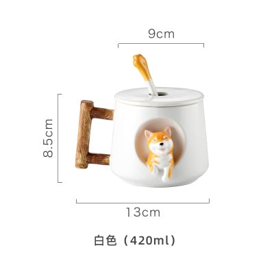 INS Shiba Inu Akita DOG 420ML COFFEE TEA MUGS CUP NORTH EUROPE STYLE FASHION DESIGN - Azbrowse