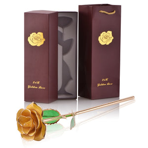 Gifts for Women 24k Gold Dipped Rose with Stand Eternal Flowers Forever Love In Box Girlfriend Wedding Valentine Gift for Her - Azbrowse