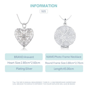 925 Silver Heart Photo Frame Necklaces Chains For Women Fashion Jewelry - Azbrowse