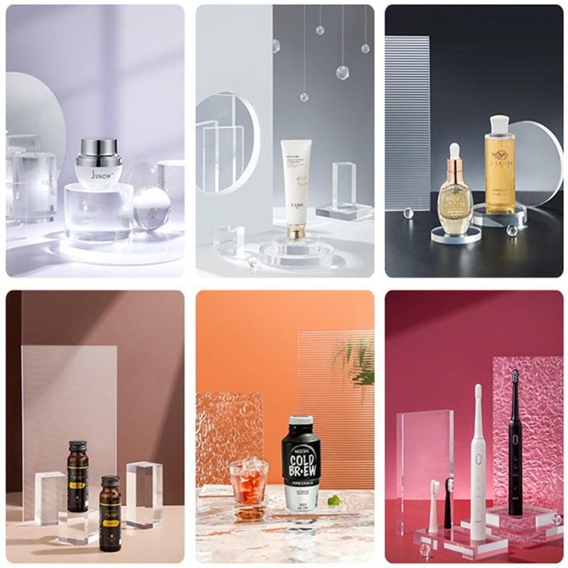 Acrylic Transparent Geometry Photography Props Scene Round Cylindrical Spherical Square Cosmetic Jewelry Props - Azbrowse