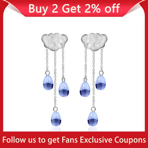 Lotus Fun Real 925 Sterling Silver Natural Crystal Gems Fine Jewelry Ethnic Cloud Long Tassel Drop Earrings for Women Brincos - Azbrowse