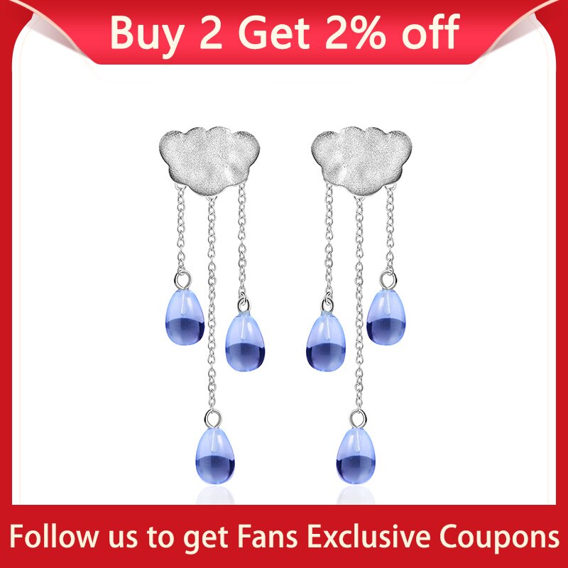 Lotus Fun Real 925 Sterling Silver Natural Crystal Gems Fine Jewelry Ethnic Cloud Long Tassel Drop Earrings for Women Brincos - Azbrowse