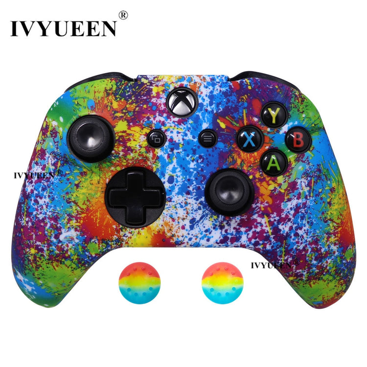 IVYUEEN Silicone Protective Skin Case for XBox One X S Controller Protector Water Transfer Printing Camouflage Cover Grips Caps - Azbrowse